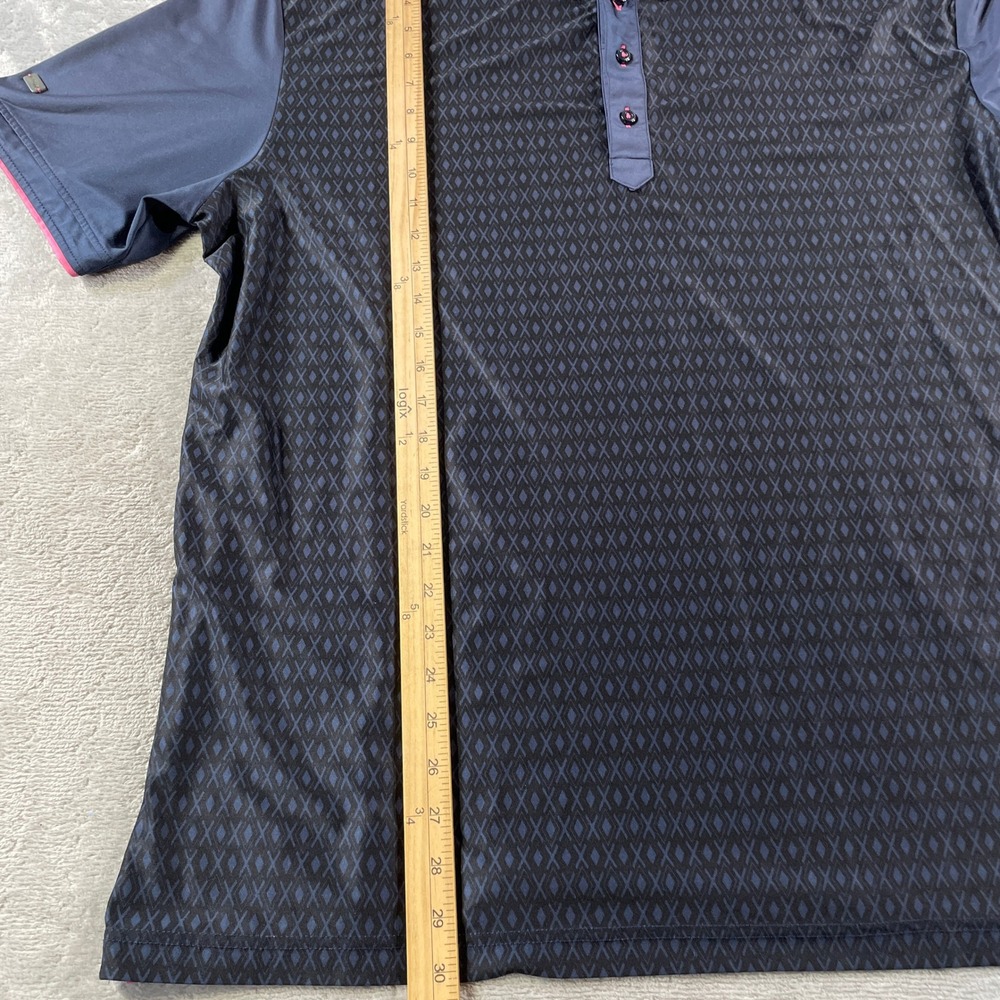 G-Mac by Kartel Polo Shirt Mens XL Blue Golf Performance Geometric Diamond Light - Picture 5 of 10